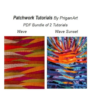 PDF Bundle of 2 Wave Landscape Patchwork Tutorials, PDF Tutorials, Instant Download
