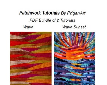 PDF Bundle of 2 Wave Landscape Patchwork Tutorials, PDF Tutorials, Instant Download