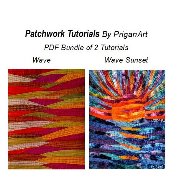 Ensemble PDF de didacticiels 2 Wave Landscape Patchwork, didacticiels PDF, téléchargement instantané