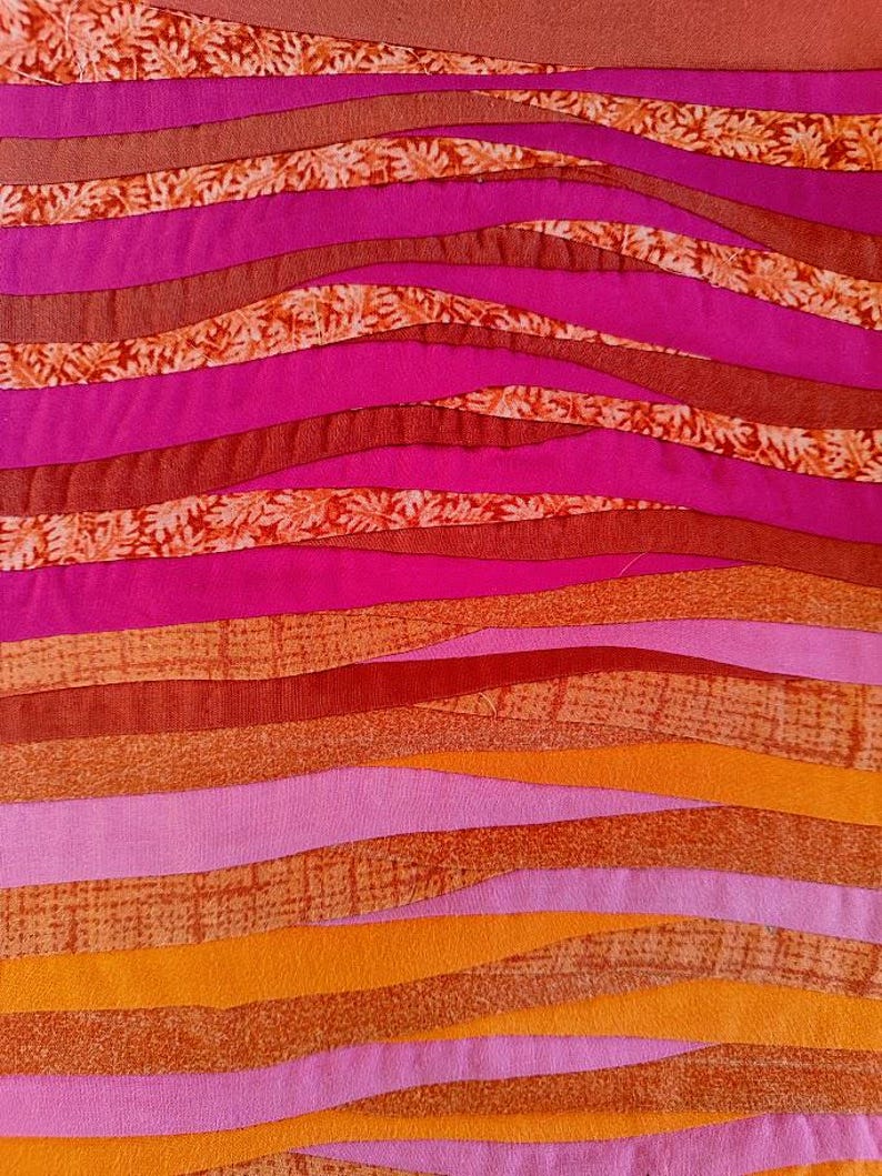 Sunrise wave landscape patchwork art quilt