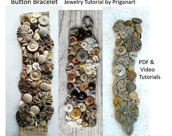 Button Bracelet Tutorial: PDF & Video, Upcycled Jewelry