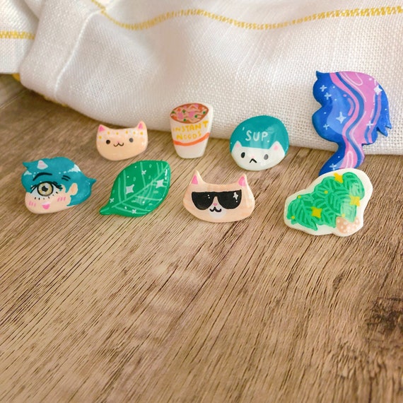 Set of 1 Pin: My Cat Sake Handmade Clay Pin
