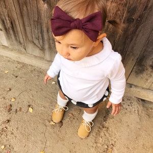 Fall bows, fall bow set, mustard bows, plum bows, gray bows, navy bows, red bows, fabric bows, bows on clips, bows on headbands, baby bows image 8