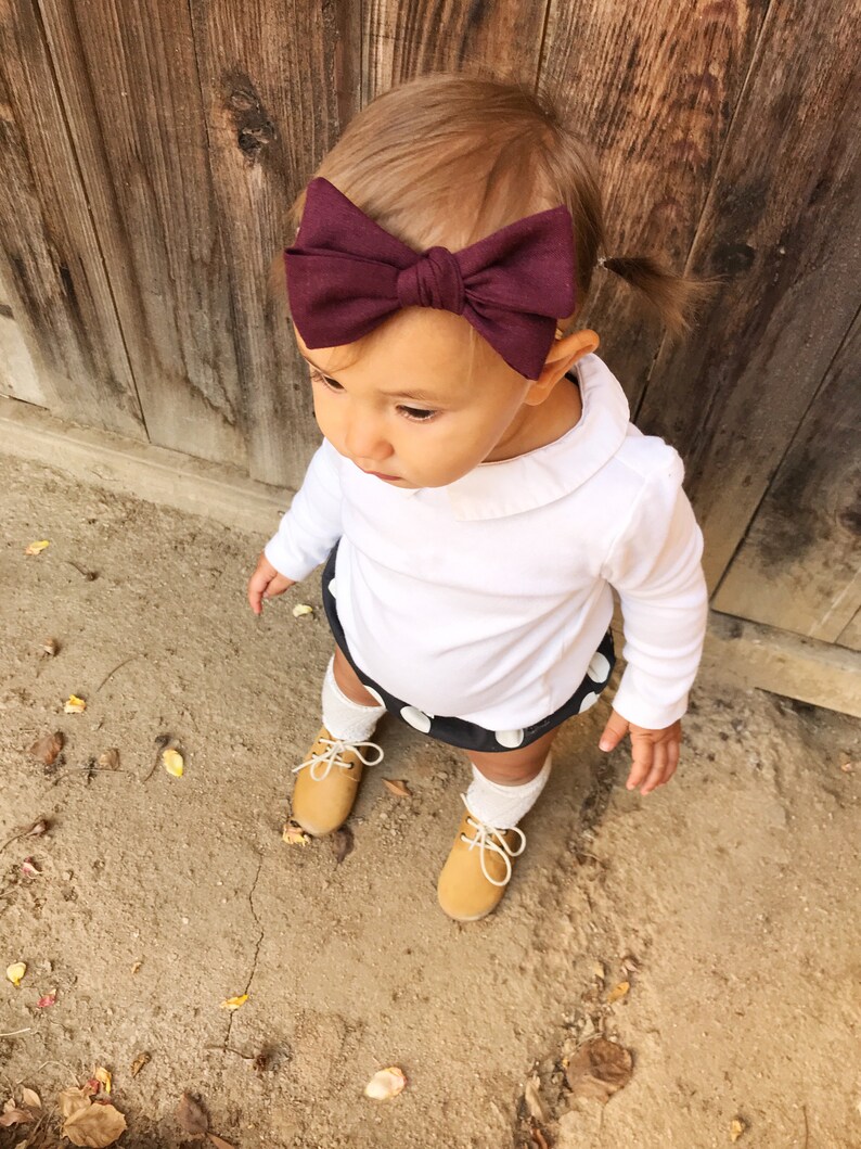 Fall bows, fall bow set, mustard bows, plum bows, gray bows, navy bows, red bows, fabric bows, bows on clips, bows on headbands, baby bows image 8