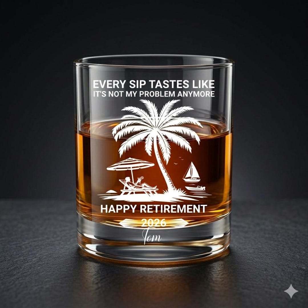 Retirement Glass Retirement Whiskey Glass 11 Oz, Personalized Old Fashioned Glass 2026 ...