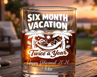 Retirement Whiskey Glass 11 oz, Personalized Old Fashioned Glass 2026, Funny Retirement Gift for Him, Custom Engraved Name