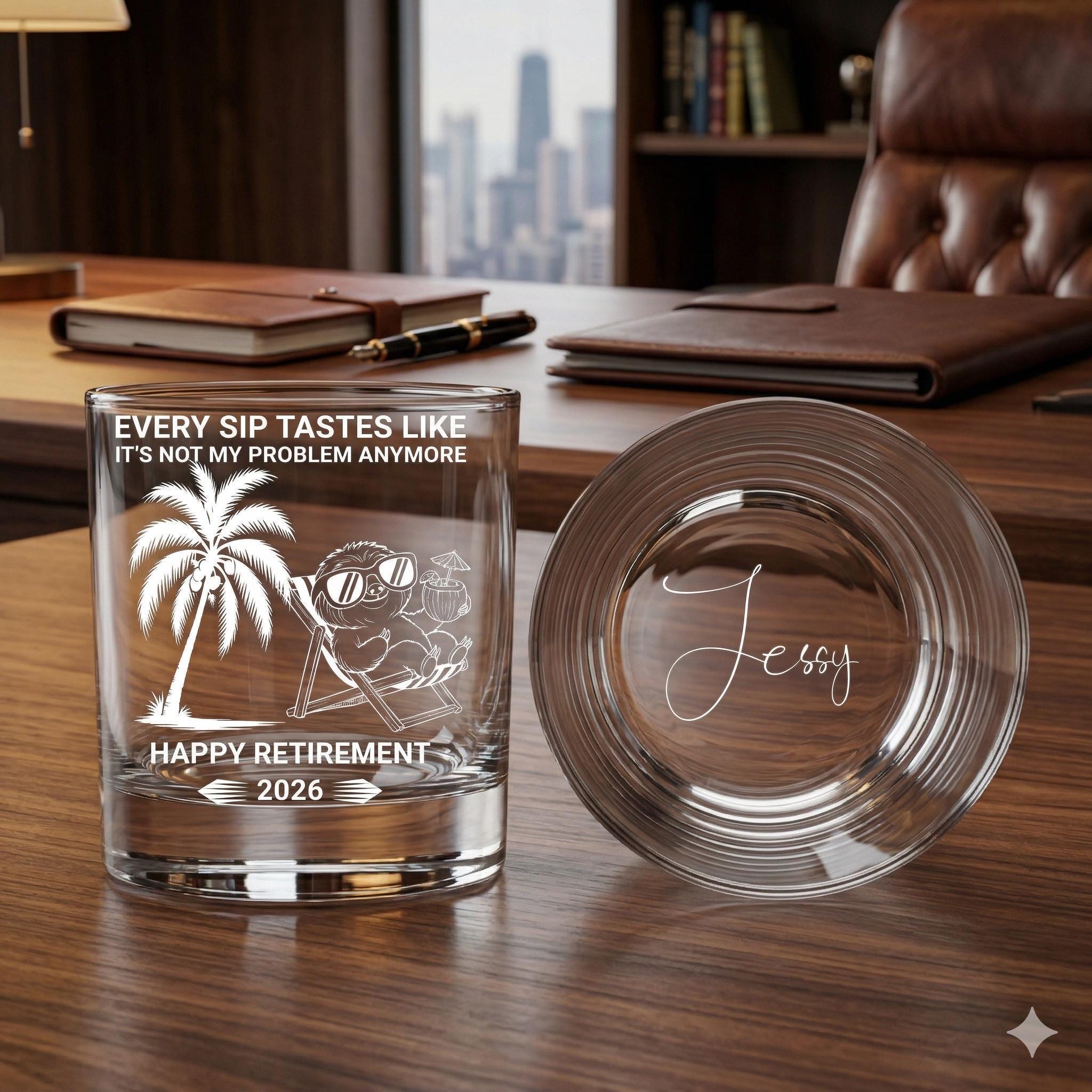 Retirement Glass Personalized Retirement Whiskey Glass 11oz, Laser Engraved Old ...
