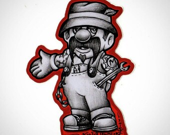 Mario Serio 4" tall die cut sticker