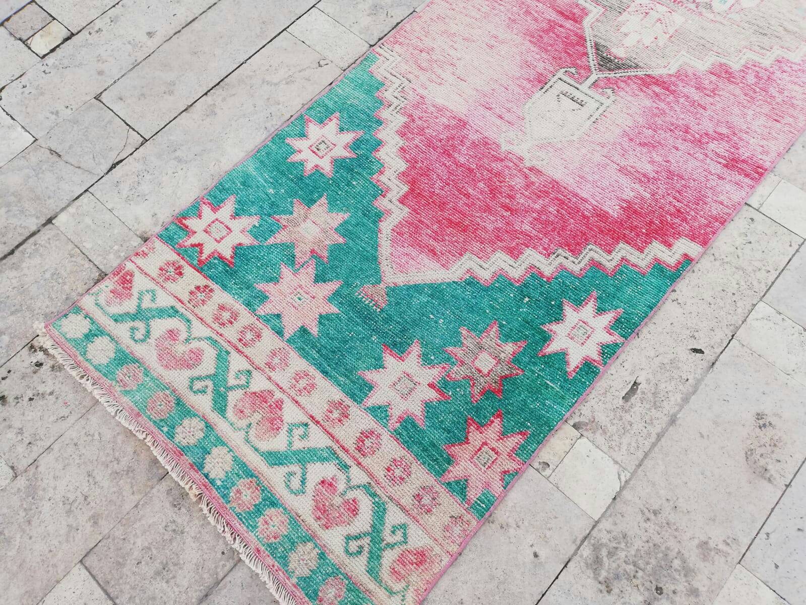 Pink Runner Rugvintage Turkish Rug Runnerhallway Rug Etsy