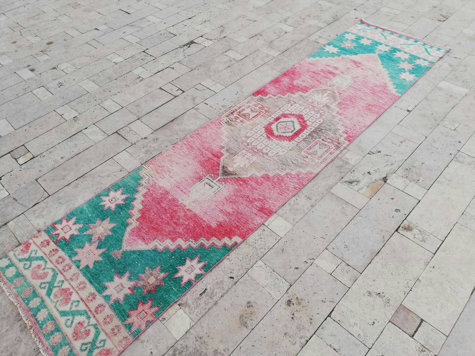 Pink Runner Rugvintage Turkish Rug Runnerhallway Rug Etsy