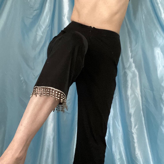 Vintage 90s Cache beaded rhinestone hem capri pant
