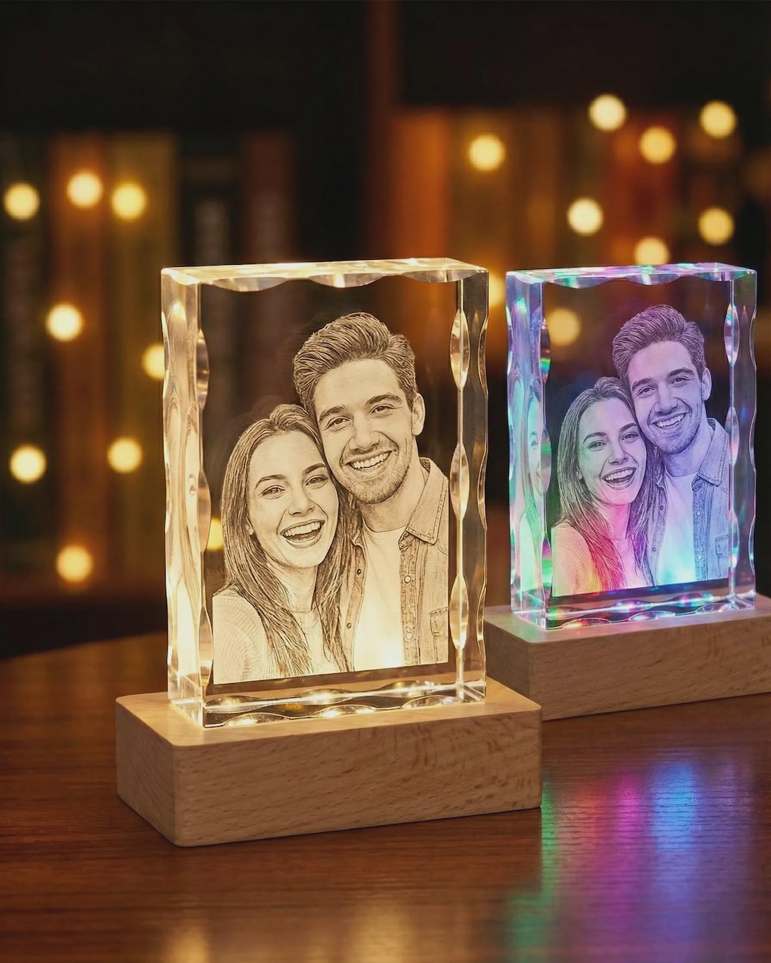 Personalized 3D Crystal Photo With Light Base: Custom Laser Engraved ...