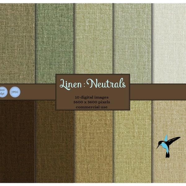 Linen Neutrals - Digital Paper . Linen Digital Paper Pack. Natural Linen Digital Papers. Printable Fabric Texture Pattern. Commercial Use.