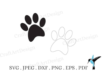 Pfotendruck SVG, Pfotendruck Schnittdatei, Hund SVG, Pfotenprint Silhouette, Pfotendruck Cricut, Pfotendruck Clipart