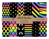 Black Rainbow Digital Paper Pack – Scrapbook Backgrounds (Digital Download)