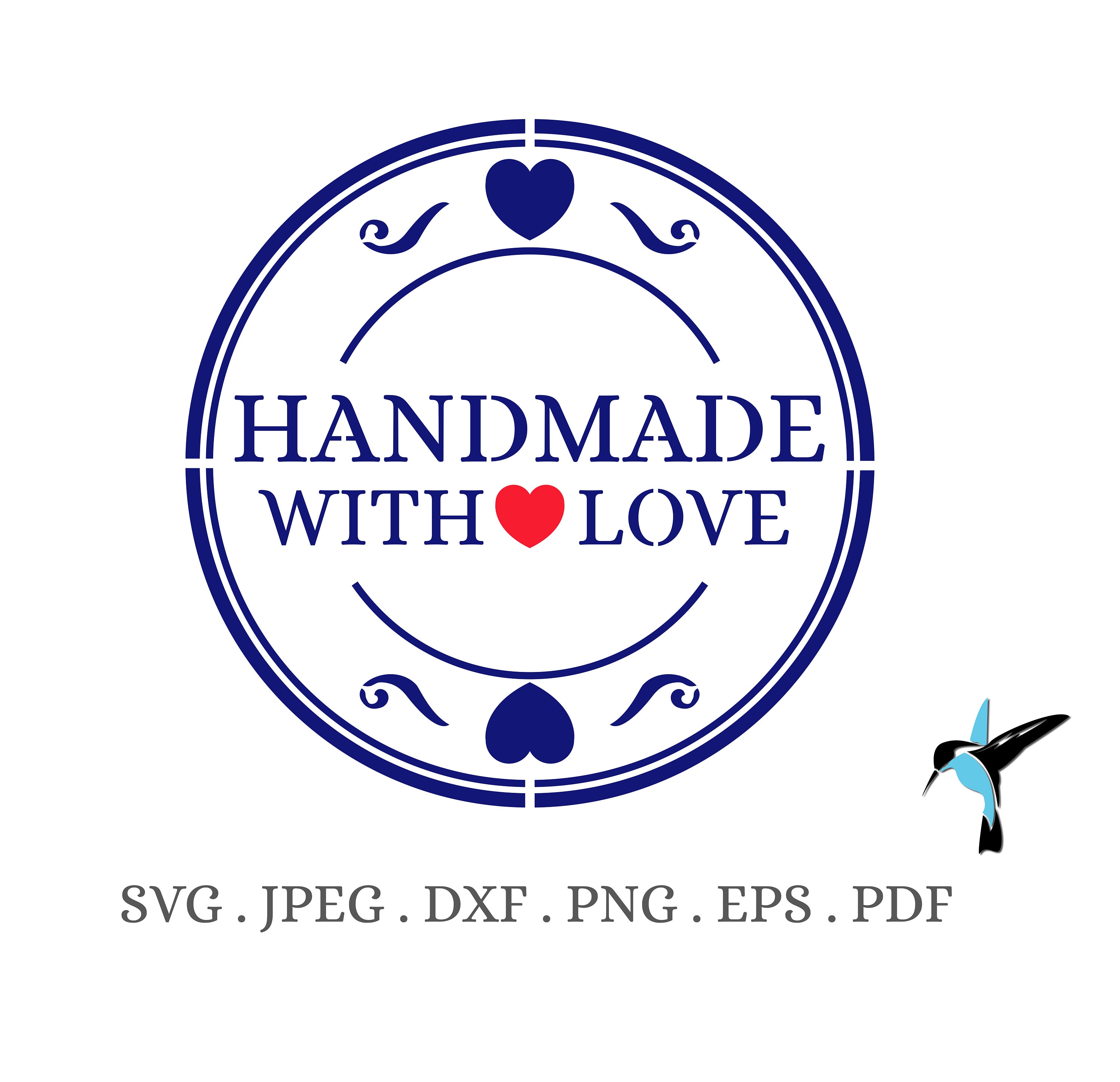 Handmade With Love SVG, Druckbarer Sticker für Verpackung, Made