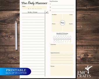 A5 / A4  Daily Planner Printable. 'The Daily Planner' . Daily Plan . Daily Schedule. Instant Download.
