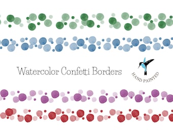 Watercolor Confetti Clipart Borders (Digital Download)