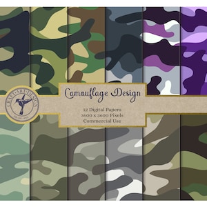 Camouflage Digital Paper Pack, Camo Digital Paper, Army Pattern Digital Paper, Military Background, Camouflage Background, Commercial Use