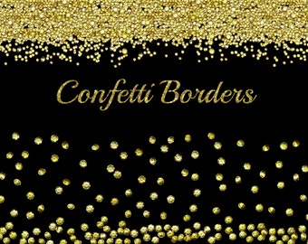 Gold Confetti Borders clipart: &quot;GLITTER CONFETTI CLIPART&quot; Sparkle Confetti Clip Art Glitter Borders Confetti Overlay Glitter Overlay