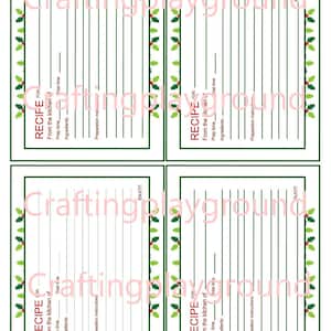 Tarjetas de recetas navideñas en blanco / 3 diseños diferentes / descarga imprimible digital