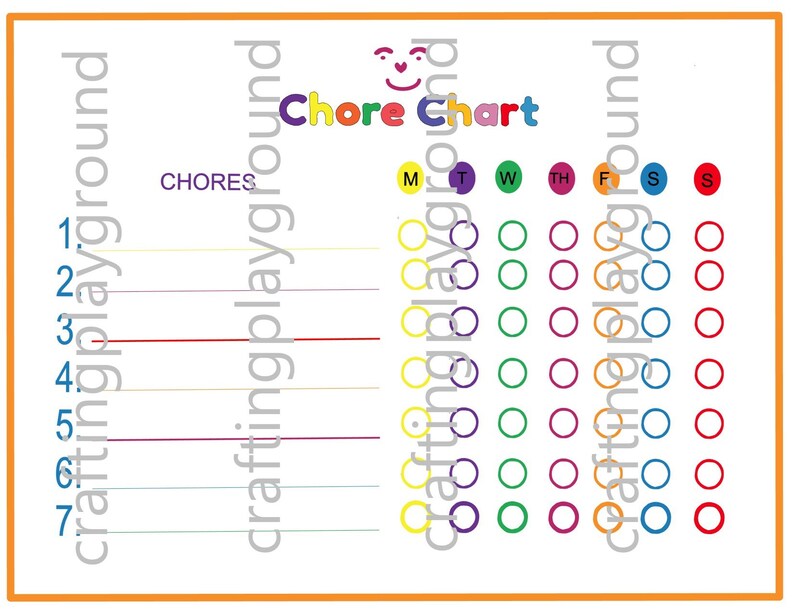 Chore Chart / Kids Weekly Colorful Chore Chart Printable Digital ...
