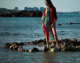 STRIPED DRESS/Beach  cover up/Maxi striped cover up/swim cover up/beach dress/Maxi chiffon dress/Butterfly maxi dress/Beach wear/summer boho