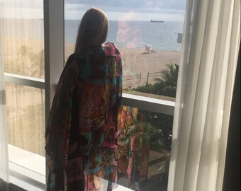 HAWAIIAN  DRESS/Aloha cover up/Beach wear/Loose fitting dress/Resort wear/Swim cover up/Beach cover up/Maxi chiffon dress/Summer beach dress