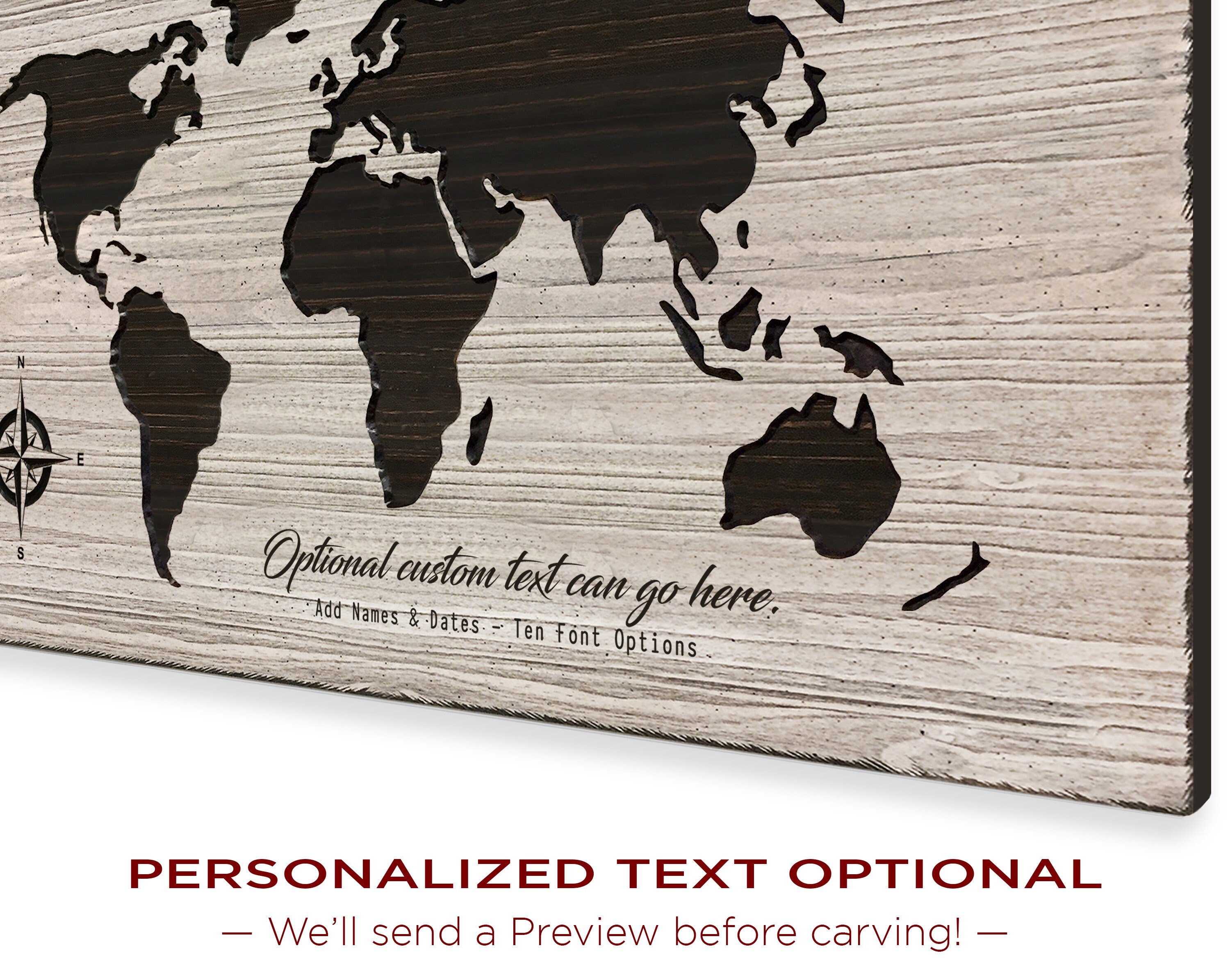 World Map Wall Decor with Customized Personalized Text Travel | Etsy