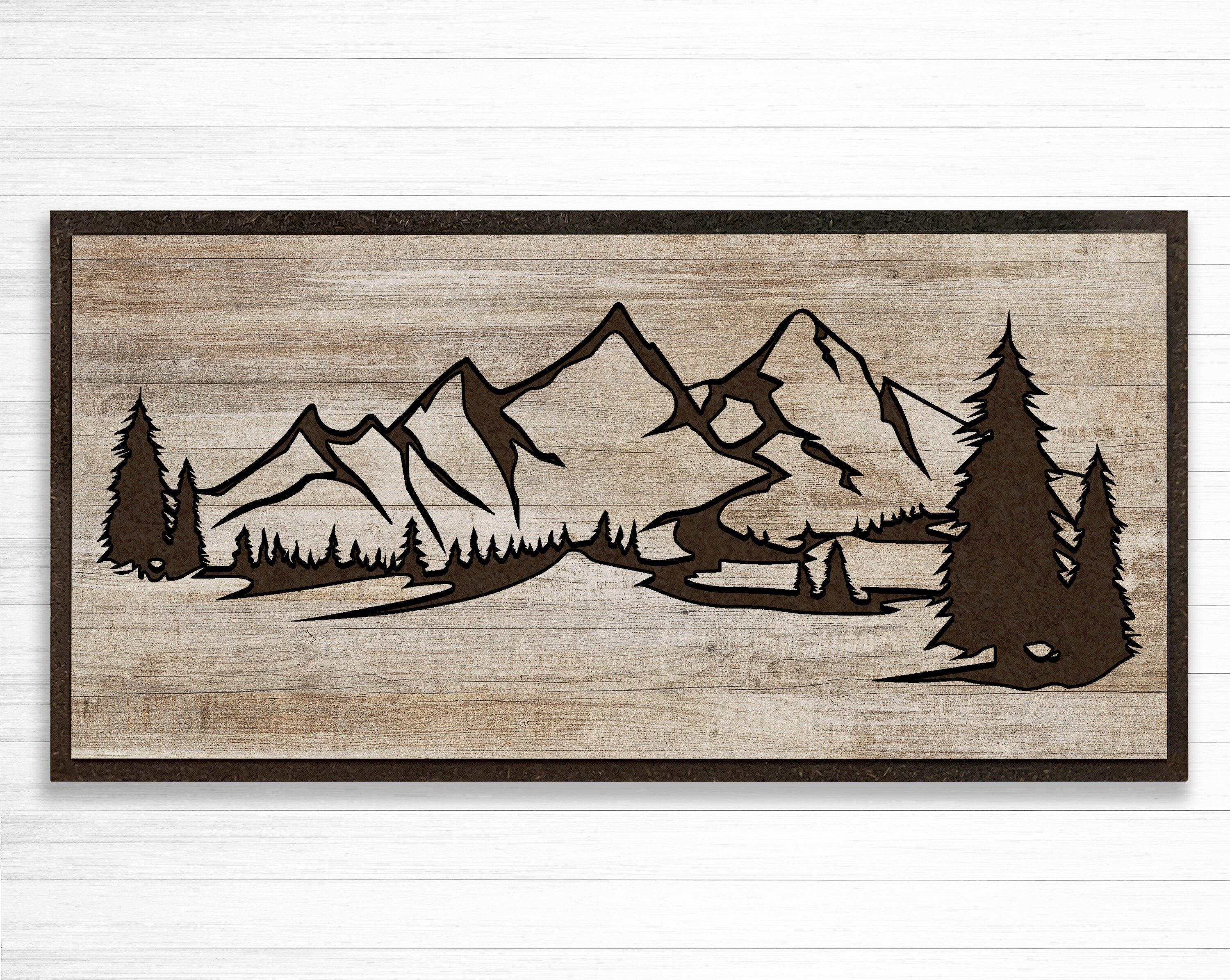 Mountain Art Mountain Trees Carved Wood Wall Art Home Decor Etsy