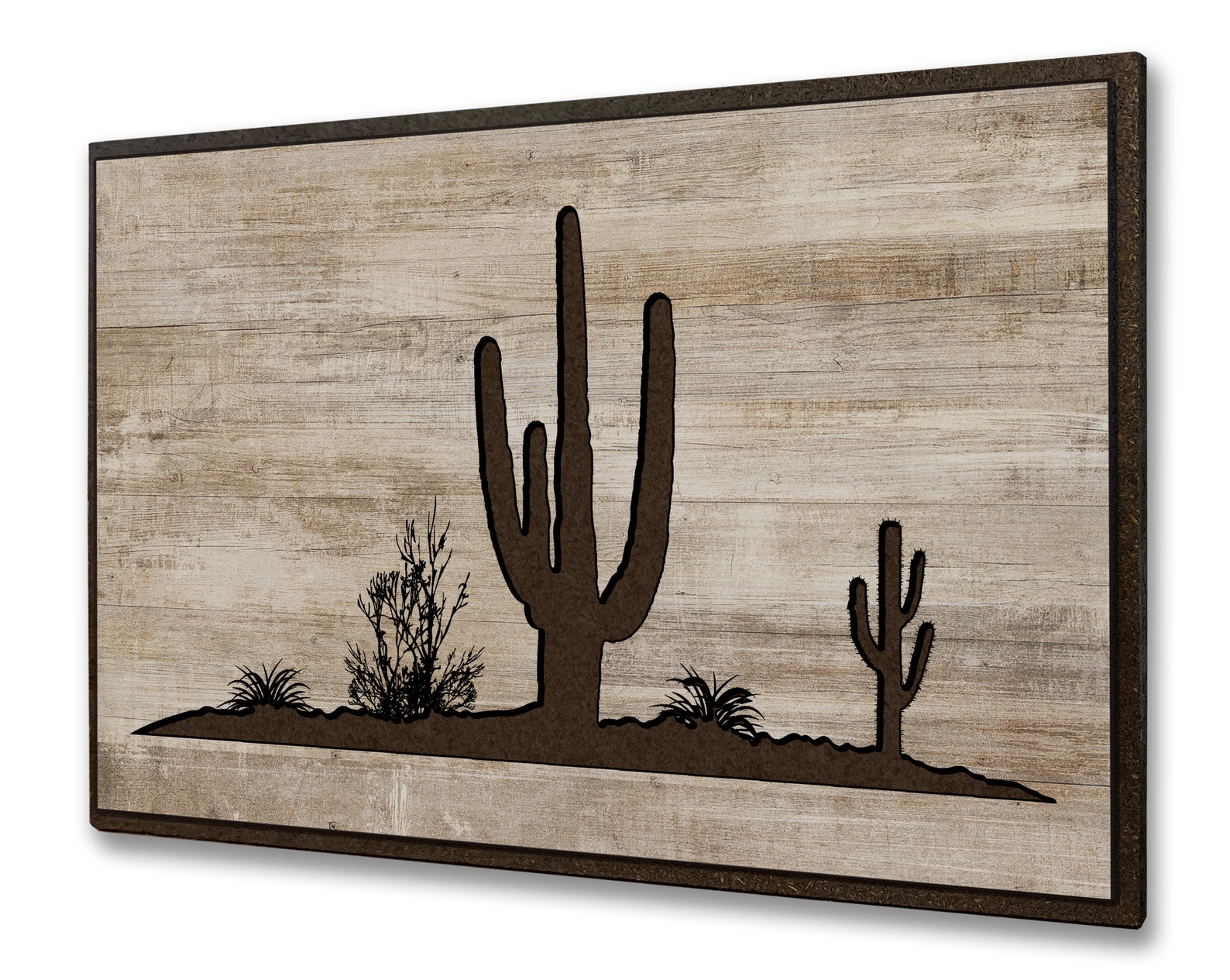 Carved Desert Scene Picture Wood Wall Art Cactus Wall | Etsy