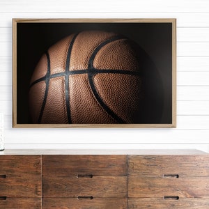 Basketball Wall Decor | Basketball Wall Sign | Abstract Basketball | Man Cave Sports Bar Basement | Kids Room Nursery | Framed Canvas