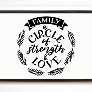 Family a Circle of Strength & Love | Family Quote Sign | Modern Home Wall Decor | Framed Canvas Print Art | Living Room Decor