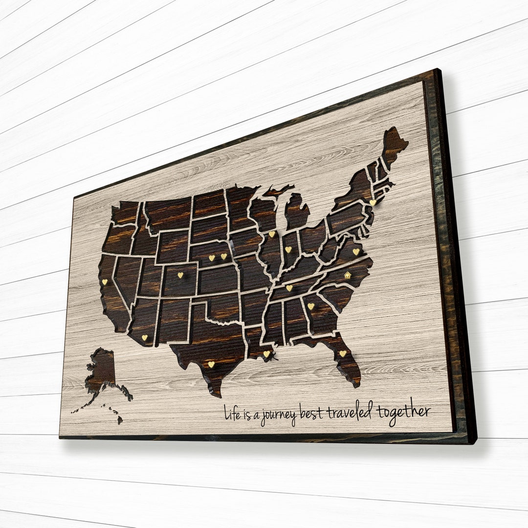 US Push Pin Map, Map to Mark Travels Locations, United States Map Wall ...