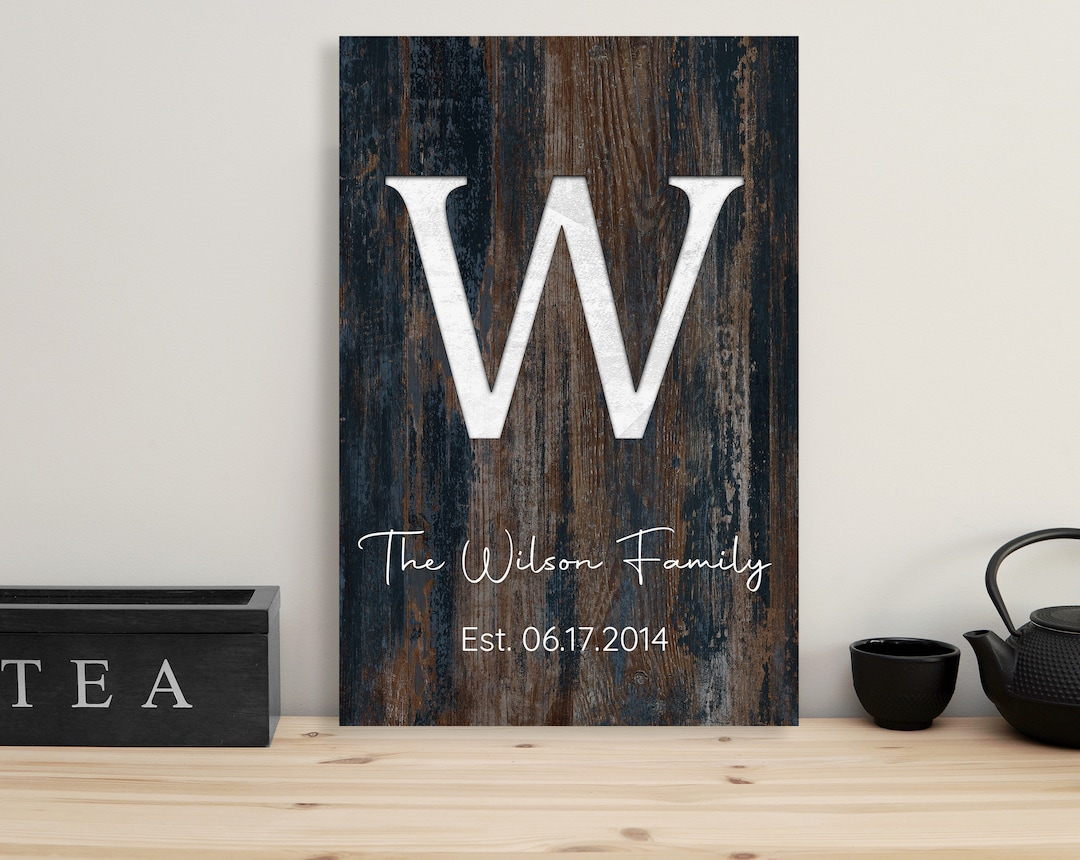 Family Name Sign - Last Name and Established Date - Rustic Wood Wall ...