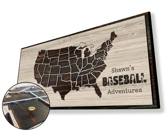 US Baseball Map for Stadium Tour Across the US, MLB Road Trip Map, Gift for Baseball Fans, Personalized Baseball Map for Baseball Fans