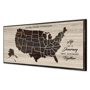 Map of the United States of America, Wood Wall Art US Map Home Wall Decor, Customized, Personalized, Unique Gift Idea, Travel, Adventure