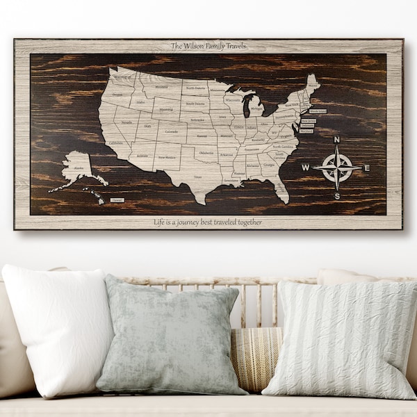 Wooden Map Etsy
