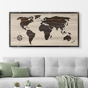 World Map Art, Wood Wall Travel Art, Carved Two Dimensional map of the World, Unique gift idea, Anniversary, Wedding, Birthday