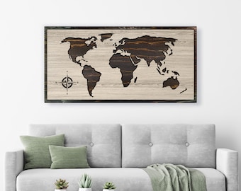 Carved Wood World Map Art, Travel Tracker, Anniversary Gift