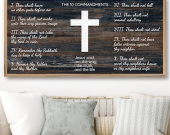 Ten Commandments Canvas Print: Religious Scripture, Wood Frame ...
