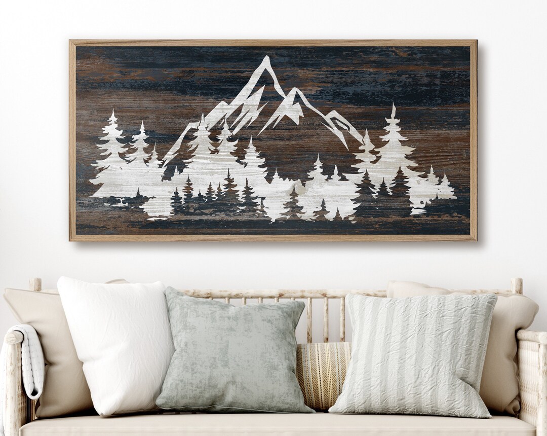 Mountain Wall Art Cabin Art Nature and Tree Art Mountain Etsy