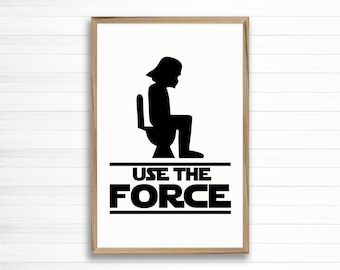 Bathroom Decor - Use The Force - Funny Humor - Framed canvas print - housewarming gift - modern farmhouse sign