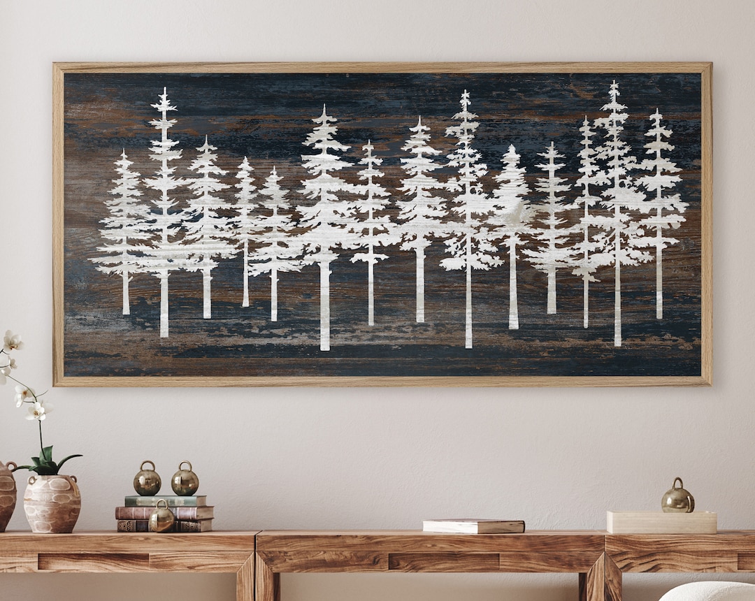 Pine Tree Forest Wall Art Evergreen Trees Mountain Art Etsy