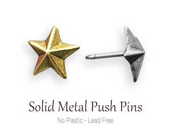 Golden Metal Push Pin Stock Photo - Download Image Now - Thumbtack