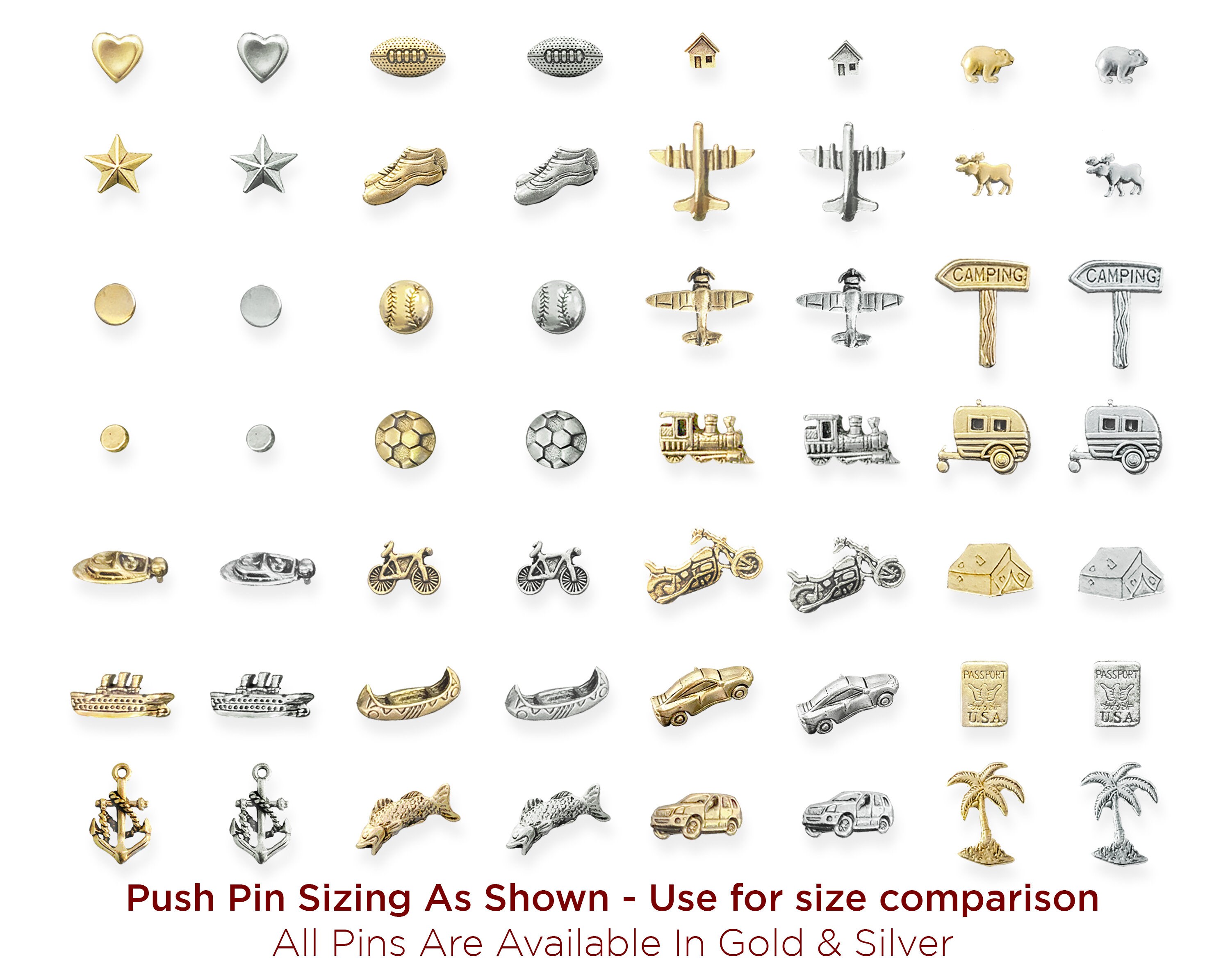 Push Pin Map Pins 100 Shiny Quality Travel Map Tacks World Travel