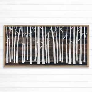 Birch Tree wall art - Cabin art - Nature and tree art - Picture of Trees - Lightweight and easy to hang - Framed wood art - Gift idea