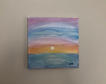 Sunset over Water - Original Watercolor Painting