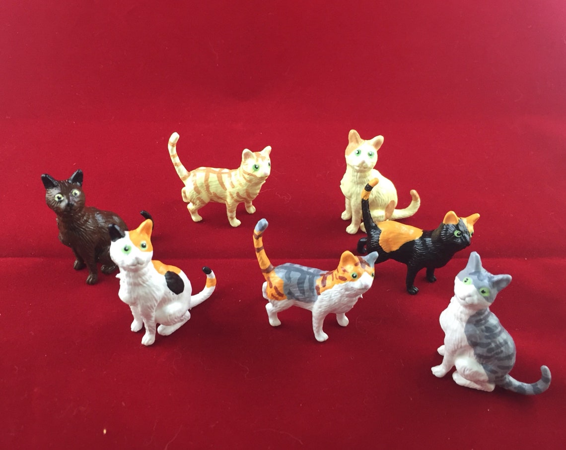 Neko Atsume Inspired Cat Figures Kawaii Anime Kitty Collector Etsy