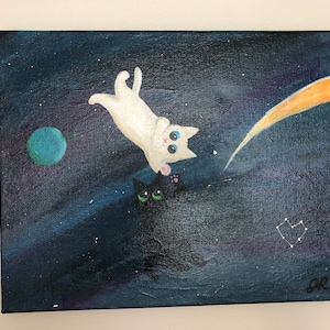 Cats in Space - Original Acrylic Painting